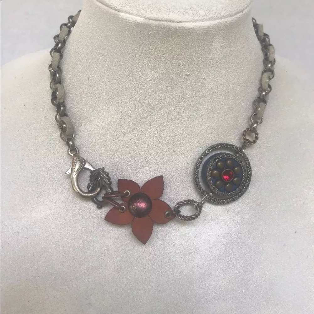 Choker Necklace Heavy‎ Colorful  Flower Chain